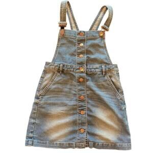 J CREW FACTORY Girls Anywhere Denim Overall Dress Youth Size 8 Button Front Blue